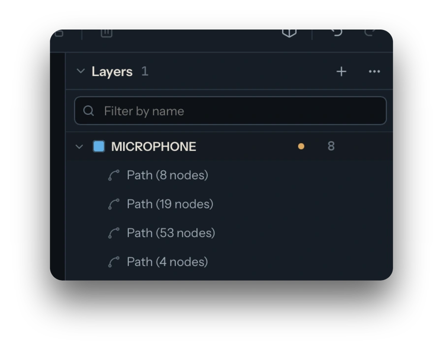 An enlarged view of the microphone layer and its paths